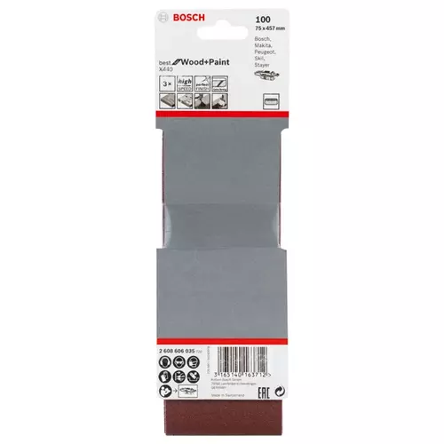 BOSCH Brúsny pás PRO X440, 75 × 457 mm, G100, 3 ks (14)