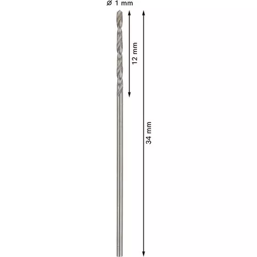 BOSCH Špirálový vrták PRE Metal HSS-G štandardnej dĺžky, 1 × 12 × 34 mm, 10 ks