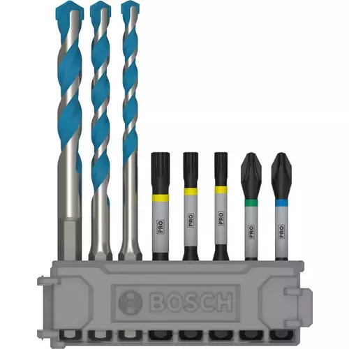 BOSCH 8-dielna sada PRO Impact Set s vrtákom Multi Construction a indexom Pick and Click, PH2 × 50 mm, PZ2 × 50 mm, T20 × 50 mm, T25 × 50 mm, T30 × 50 mm, MC 5/6/8 × 50, 8 ks (5)