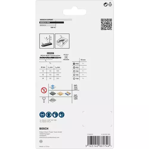 BOSCH 8-dielna sada PRO Impact Set s vrtákom Multi Construction a indexom Pick and Click, PH2 × 50 mm, PZ2 × 50 mm, T20 × 50 mm, T25 × 50 mm, T30 × 50 mm, MC 5/6/8 × 50, 8 ks (6)