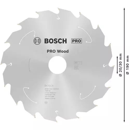 BOSCH Kotúč PRO Wood cordless na drevo pre akumulátorové okružné píly, 190 x 1,6 x 30 mm (5)