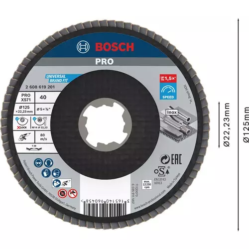 BOSCH Lamelový brúsny kotúč PRO X571, 125 mm, G40, X-LOCK (3)