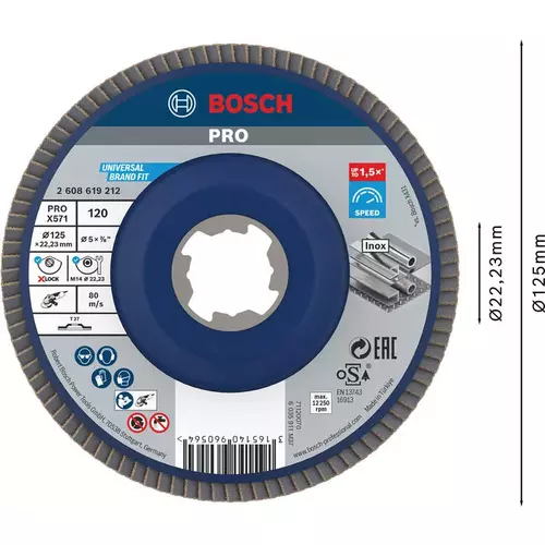 BOSCH Lamelový brúsny kotúč PRO X571, 125 mm, G120, X-LOCK (3)