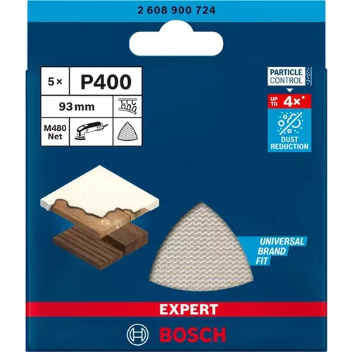 BOSCH Brúsny papier EXPERT M480 pre trojuholníkové brúsky, 93 mm, zrnitosť 400, 5 ks (3)