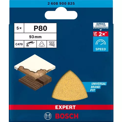 BOSCH Brúsny papier pre trojuholníkové brúsky EXPERT C470, 93 mm, zrnitosť 80, 5 ks (3)