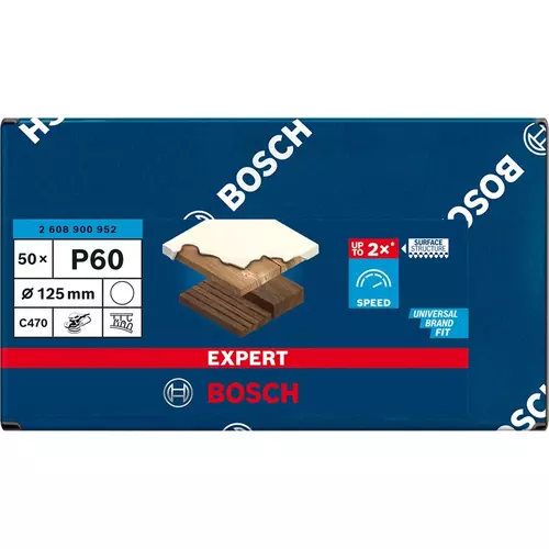 BOSCH Brúsny papier EXPERT C470 bez otvorov pre uhlové brúsky a vŕtačky, 125 mm, zrnitosť 60, 50 ks (3)