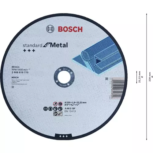 BOSCH Rovný rezací kotúč Standard for Metal, 230 mm, 22,23 mm (3)