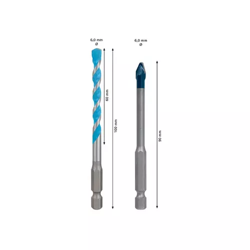 BOSCH Vrták EXPERT HEX-9 Hard Ceramic + HEX-9 Multi Construction, 6 mm