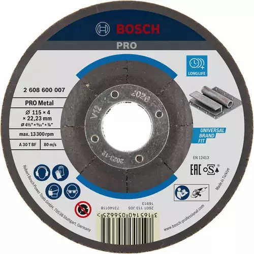 BOSCH Brúsny kotúč PRO Metal, 115 × 4 × 22,23 mm (4)