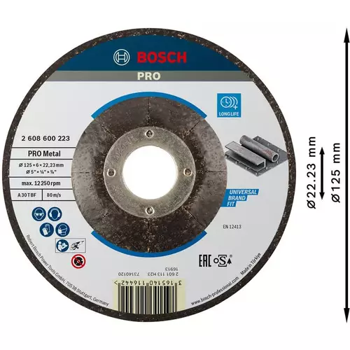 BOSCH Brúsny kotúč PRO Metal, 125 × 6 × 22,23 mm, oSa (3)