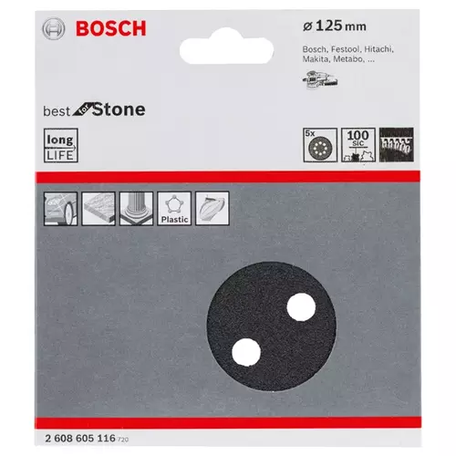 BOSCH Brúsny kotúč PRO F355, 125 mm, G100, 5 ks (20)