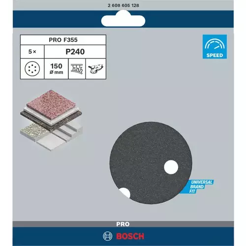 BOSCH Brúsny kotúč PRO F355, 150 mm, G240, 5 ks (3)