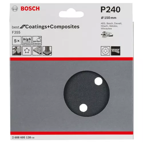 BOSCH Brúsny kotúč PRO F355, 150 mm, G240, 5 ks (20)