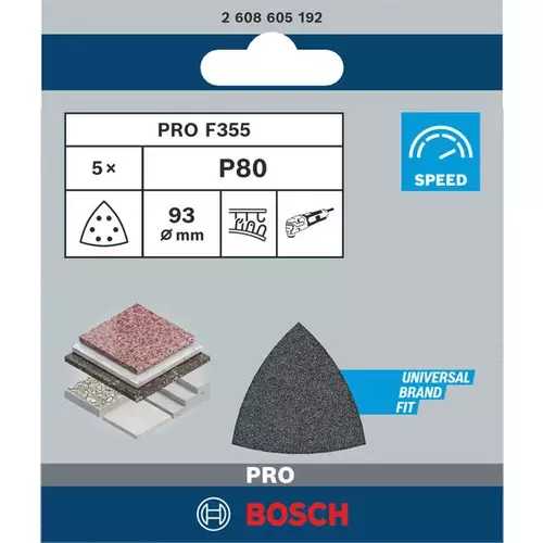 BOSCH Brúsny papier PRO F355, 93 mm, G80, 5 ks (3)