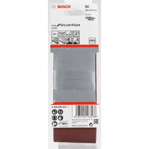 BOSCH Brúsny pás PRO X440, 65 × 410 mm, G80, 3 ks (14)