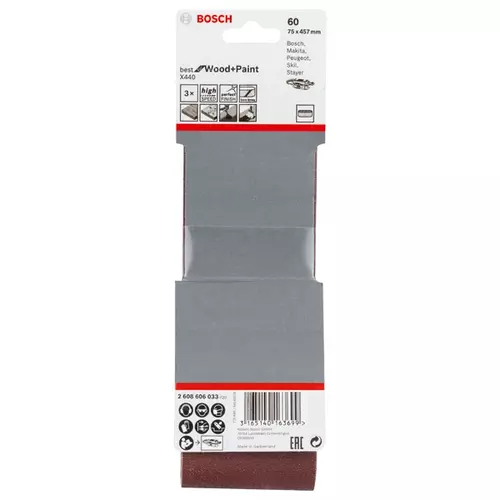 BOSCH Brúsny pás PRO X440, 75 × 457 mm, G60, 3 ks (14)