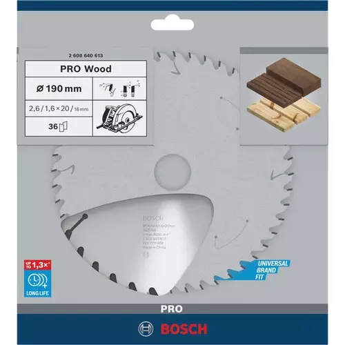 BOSCH Kotúč PRO Wood na drevo pre okružné píly, 190 x 2,6 x 20 mm (4)