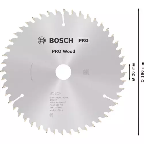 BOSCH Kotúč PRO Wood na drevo pre okružné píly, 160 x 2,6 x 20 mm (5)