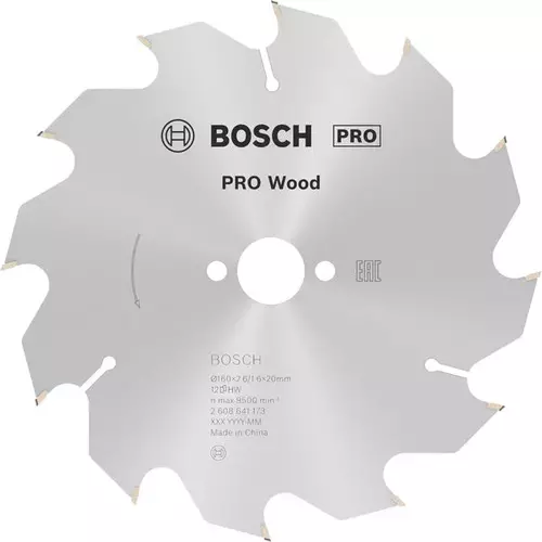 BOSCH Kotúč PRO Wood na drevo pre okružné píly, 160 x 2,6 x 20 mm (6)