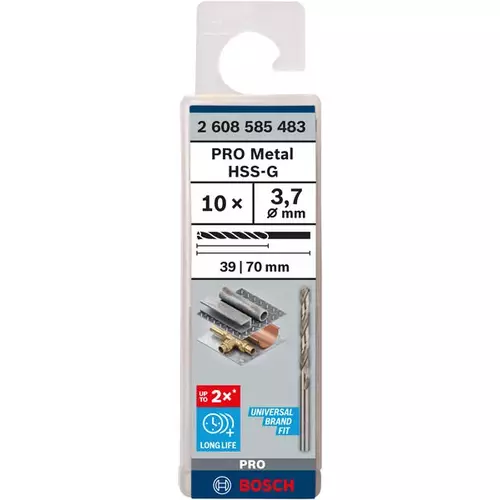 BOSCH Špirálový vrták PRE Metal HSS-G štandardnej dĺžky, 3,7 × 39 × 70 mm, 10 ks (3)