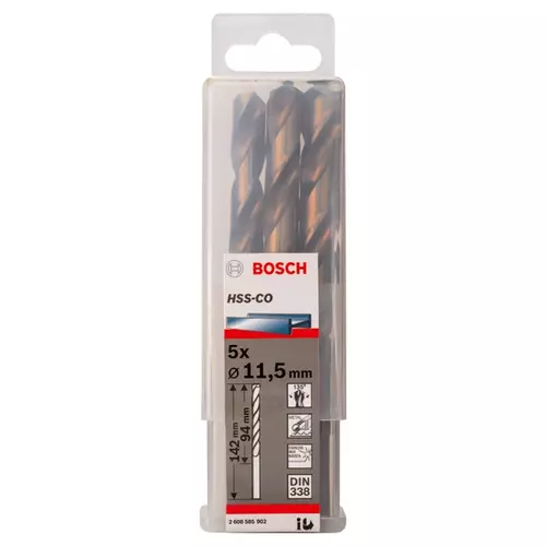 BOSCH Špirálový vrták do kovu PRO Stainless Steel HSS-Co, 11,5 × 94 × 142 mm, 5 ks (19)