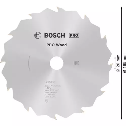 BOSCH Kotúč PRO Wood na drevo pre okružné píly, 165 x 1,7 x 20 mm (5)