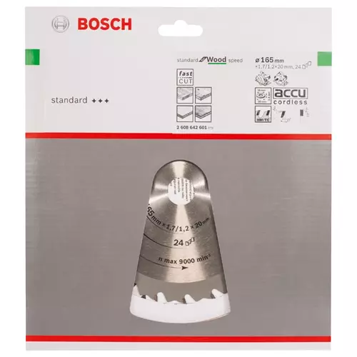 BOSCH Kotúč PRO Wood na drevo pre okružné píly, 165 x 1,7 x 20 mm (20)