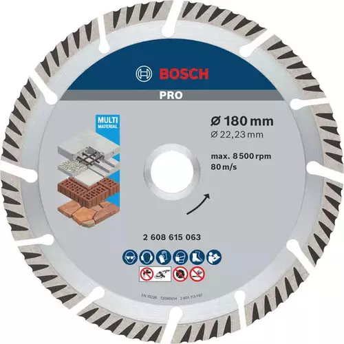 BOSCH Diamantový kotúč PRO Multi Material, 180 x 22,23 mm (6)