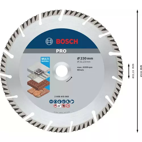 BOSCH Diamantový kotúč PRO Multi Material, 230 x 22,23 mm (5)