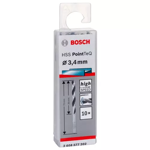 BOSCH Skrutkovitý vrták HSS PointTeQ 3,4 mm