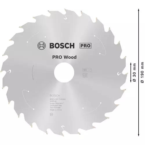 BOSCH Kotúč PRO Wood cordless na drevo pre akumulátorové okružné píly, 190 x 1,6 x 30 mm (5)