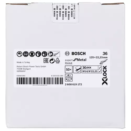 BOSCH Fibrové brúsne kotúče X-LOCK, Ø125 mm, G 36, R444, Expert for Metal, 1 ks (2)