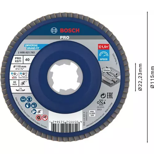 BOSCH Lamelový brúsny kotúč PRO X571, 115 mm, G40, X-LOCK (3)