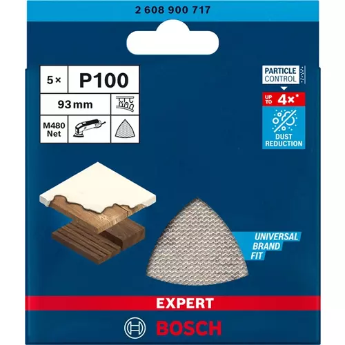 BOSCH Brúsny papier EXPERT M480 pre trojuholníkové brúsky, 93 mm, zrnitosť 100, 5 ks (3)