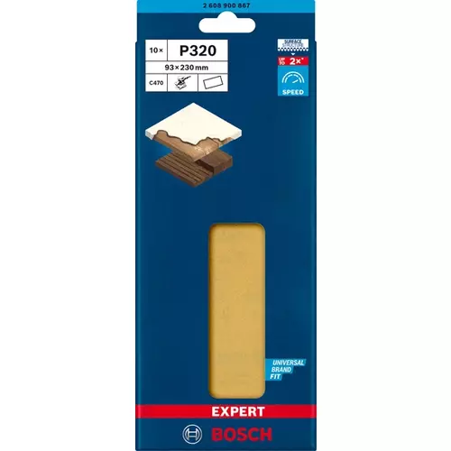 BOSCH Brúsny papier EXPERT C470 bez otvorov pre orbitálne brúsky, 93 x 230 mm, zrnitosť 320, 10 ks (3)