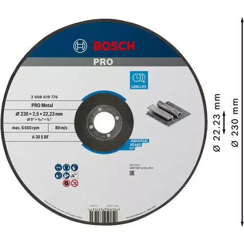 BOSCH Rezací kotúč PRO Metal, 230 × 2,5 × 22,23 mm (3)