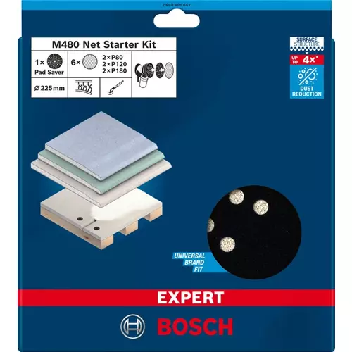 BOSCH Súprava brúsnych mriežok EXPERT M480 225 mm, G 80/120/180/ochrana podložky, 7 ks (3)