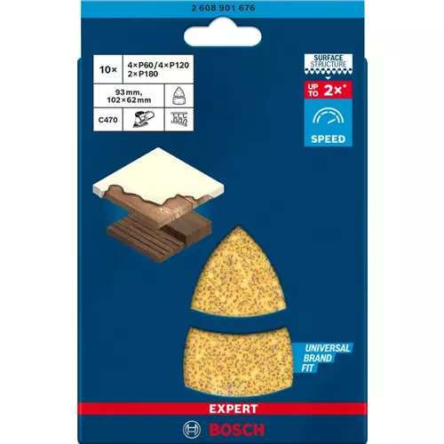 BOSCH Brúsny papier EXPERT C470, 102 × 62/93 mm, G 40, 50 ks (3)