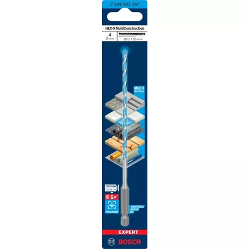 BOSCH Sada vrtákov EXPERT HEX-9 Multi Construction, 4 × 90 × 150 (3)