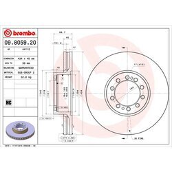 Brzdový kotúč BREMBO 09.8059.20