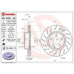 Brzdový kotúč BREMBO 09.9481.20