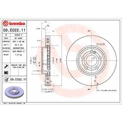 Brzdový kotúč BREMBO 09.E022.11