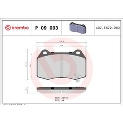 Sada brzdových platničiek kotúčovej brzdy BREMBO P 09 003