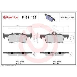 Sada brzdových platničiek kotúčovej brzdy BREMBO P 61 126