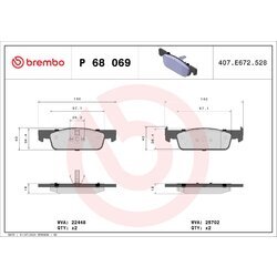 Sada brzdových platničiek kotúčovej brzdy BREMBO P 68 069