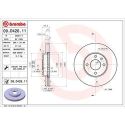 Brzdový kotúč BREMBO 09.D426.11