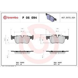 Sada brzdových platničiek kotúčovej brzdy BREMBO P 06 094