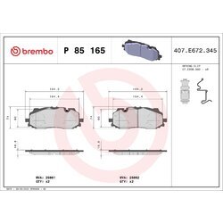 Sada brzdových platničiek kotúčovej brzdy BREMBO P 85 165X