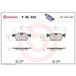 Sada brzdových platničiek kotúčovej brzdy BREMBO P 86 030