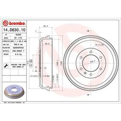 Brzdový bubon BREMBO 14.D630.10